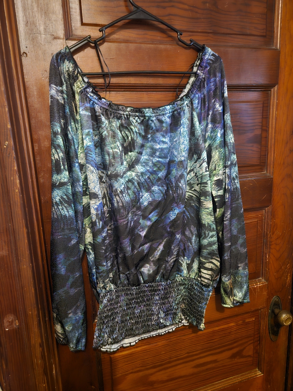Christopher & Banks Blue Green Patterned Top XL